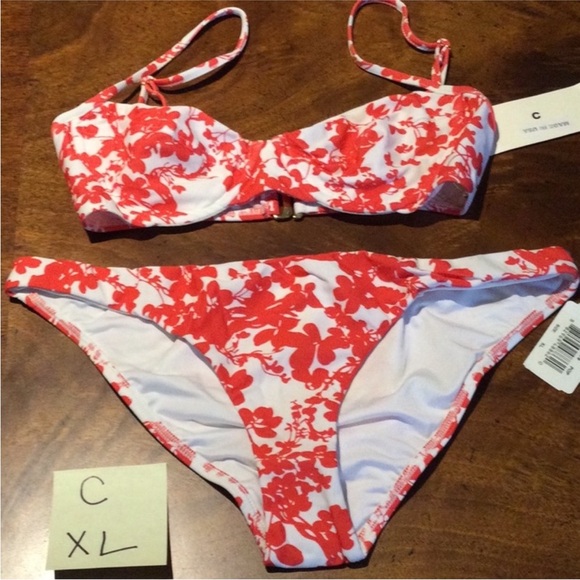 NWT $220 STUNNING Shoshanna X Revolve Beach Vines Poppy Red/White Bikini Set - Picture 9 of 17